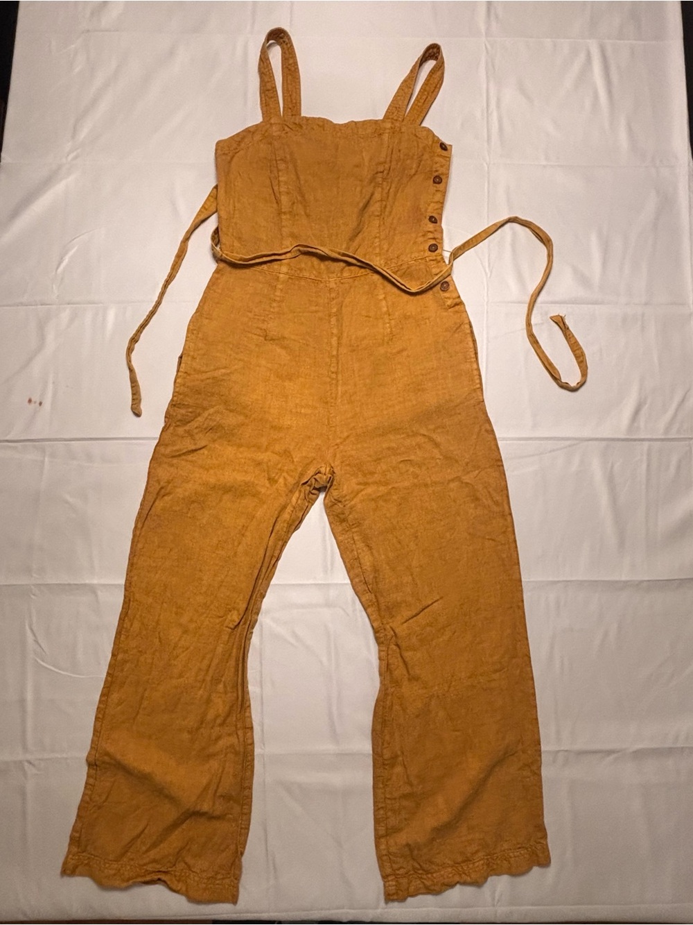C&C California Linen Blend Utility Jumpsuit – Mustard Yellow – Size 12